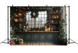 Christmas Kitchen Wreath Lights Backdrop RR8-43