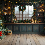 Christmas Kitchen Wreath Lights Backdrop RR8-43