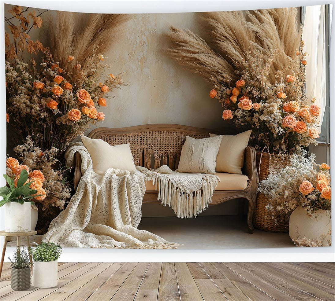 Autumn Floral Sofa Bohemian Backdrop RR8-435