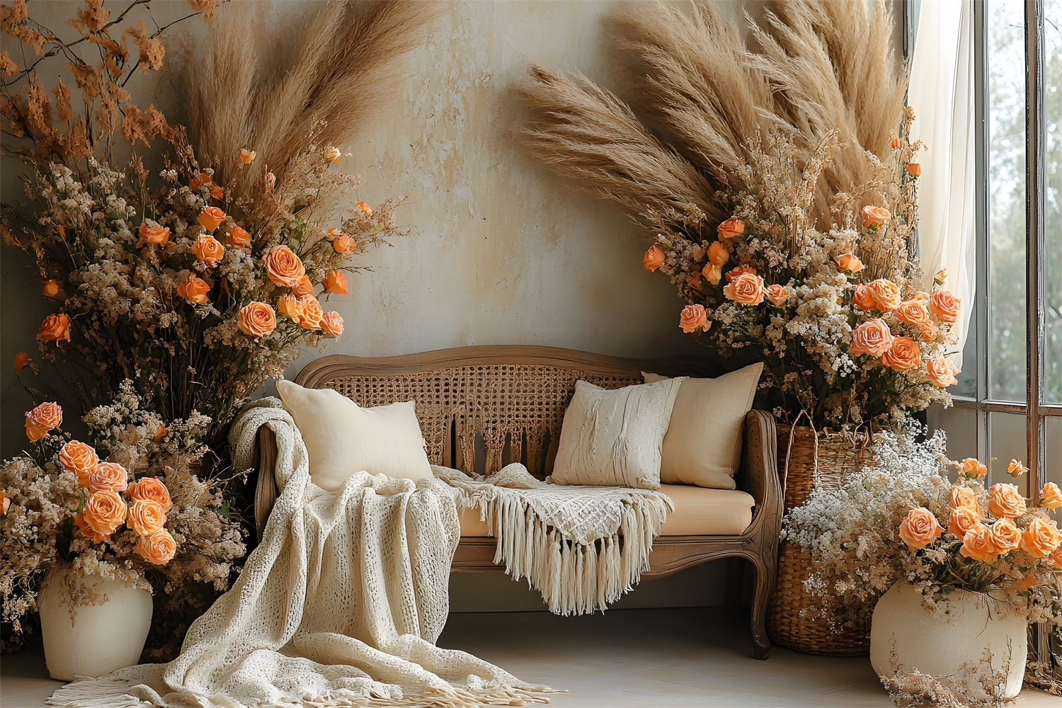 Autumn Floral Sofa Bohemian Backdrop RR8-435