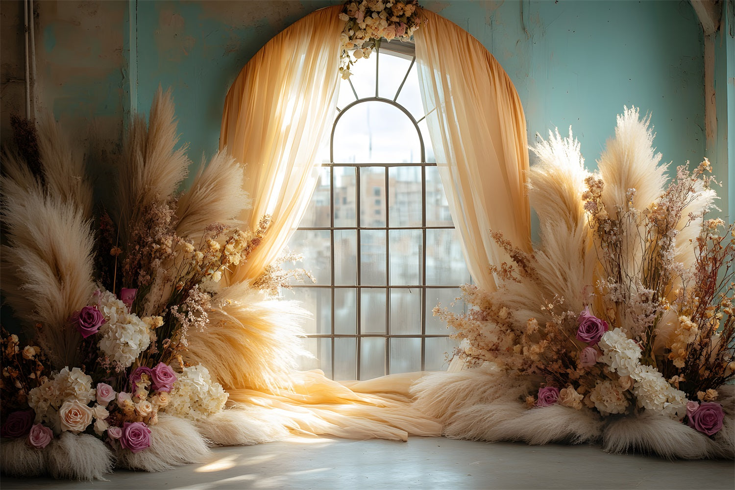 Sunset Window Curtain Bohemian Backdrop RR8-437