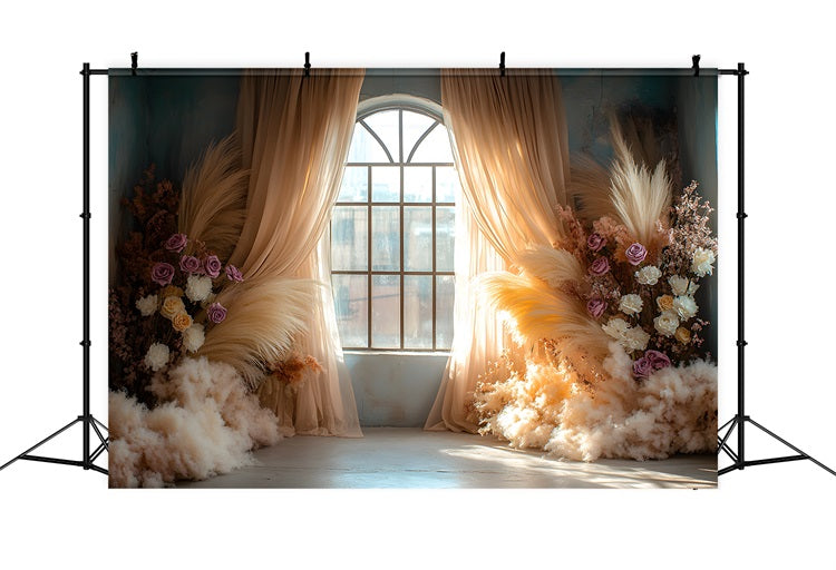 Ethereal Pampas Blooming Florals Backdrop RR8-438