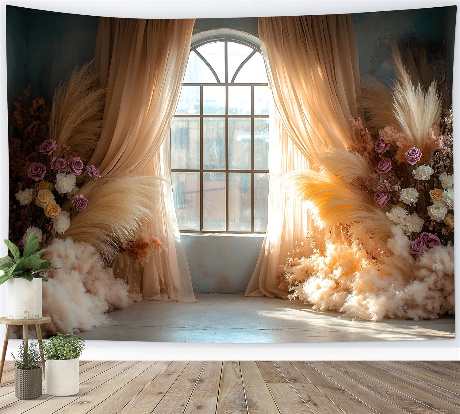 Ethereal Pampas Blooming Florals Backdrop RR8-438