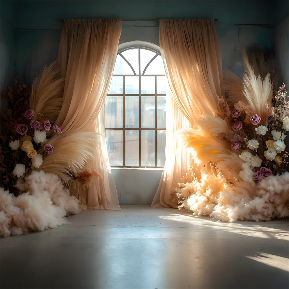 Ethereal Pampas Blooming Florals Backdrop RR8-438