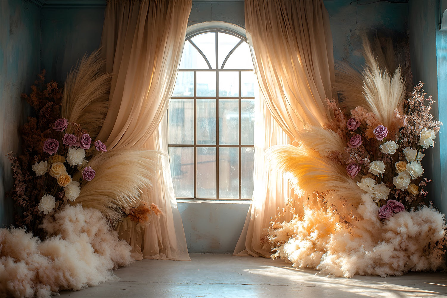 Ethereal Pampas Blooming Florals Backdrop RR8-438