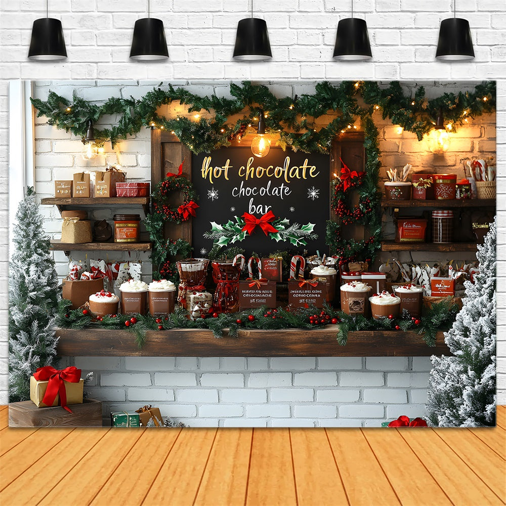 Christmas Wreath Hot Chocolate Bar Backdrop RR8-44