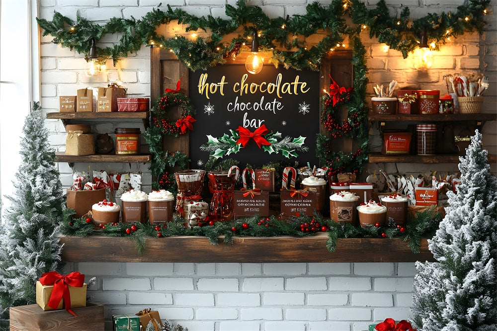 Christmas Wreath Hot Chocolate Bar Backdrop RR8-44