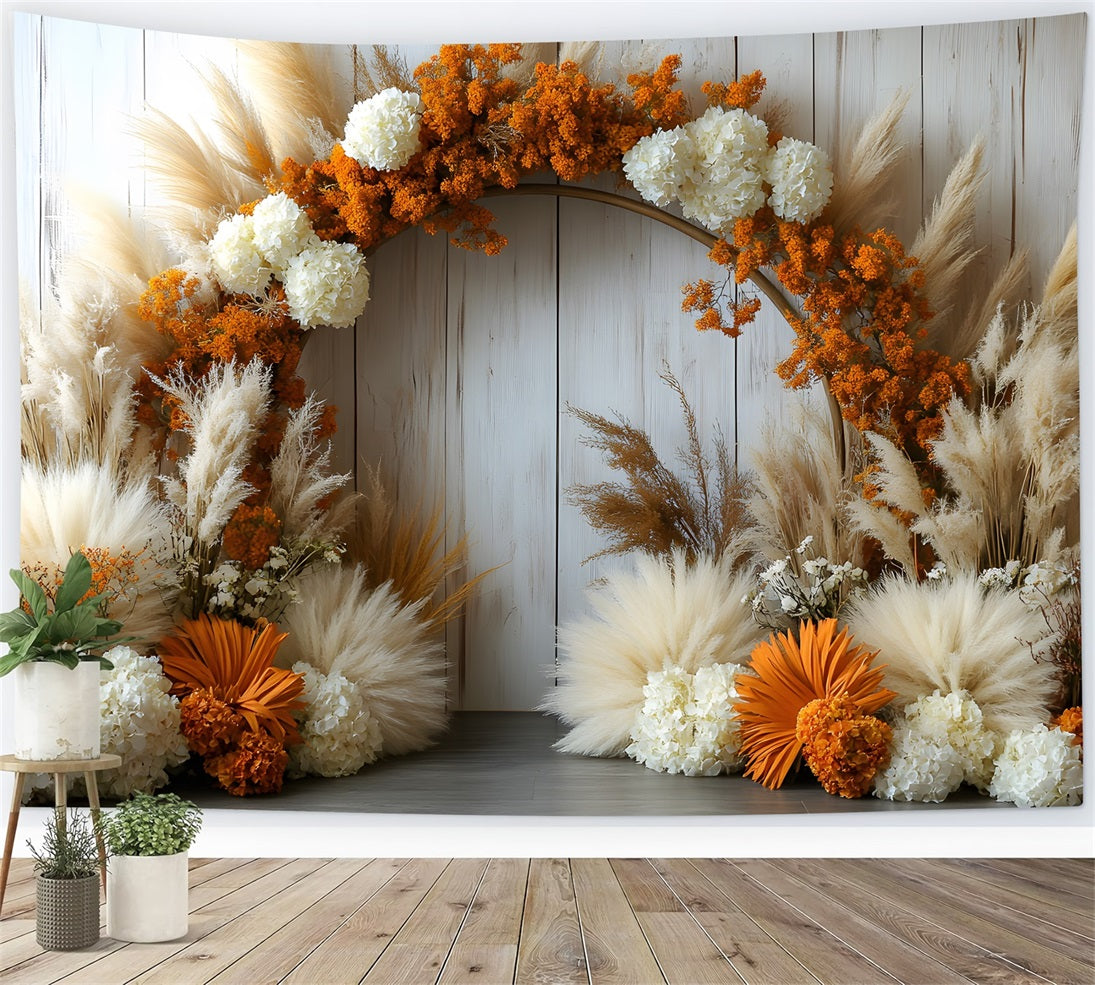 Boho Natural Chic Floral Pampas Backdrop RR8-444