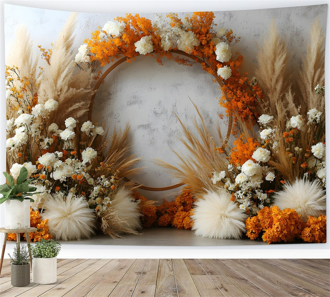 Rustic Bohemian Pampas Floral Backdrop RR8-445