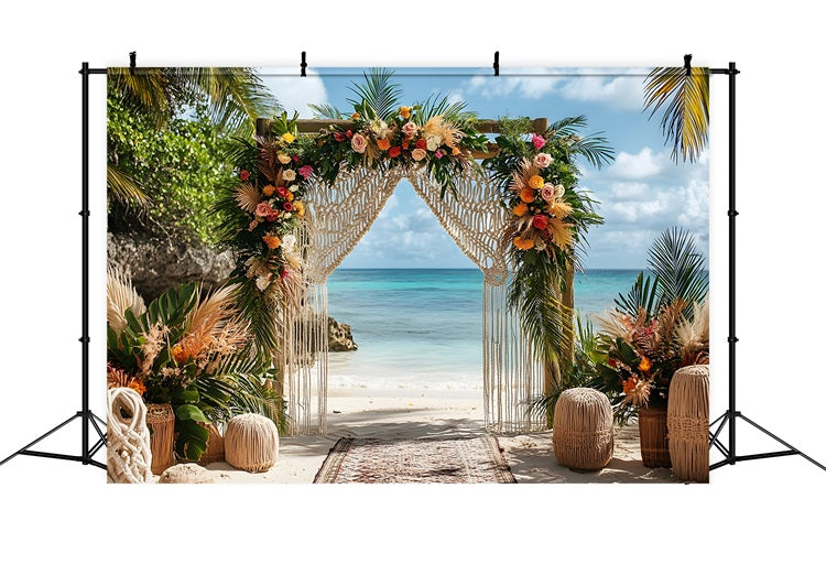 Tropical Boho Beach Ceremony Backdrop RR8-450