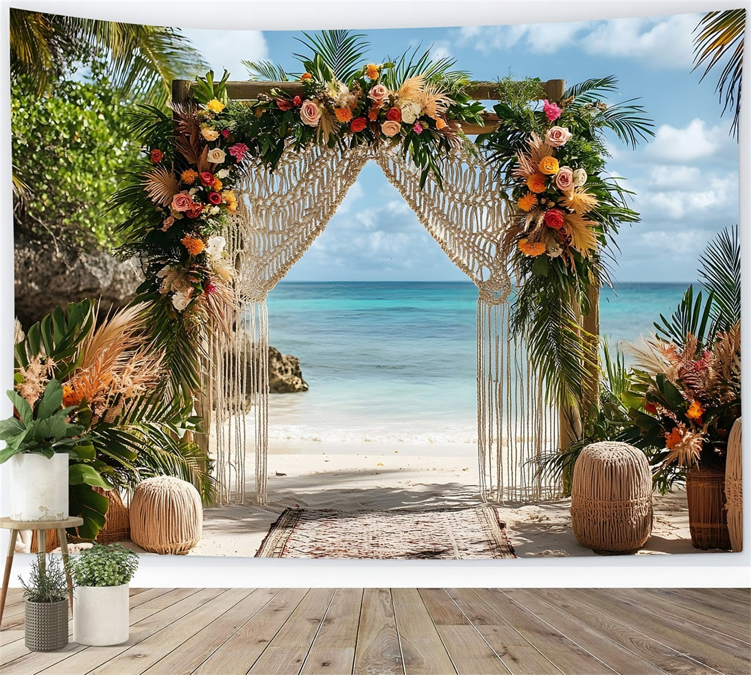 Tropical Boho Beach Ceremony Backdrop RR8-450