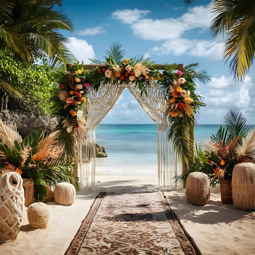 Tropical Boho Beach Ceremony Backdrop RR8-450