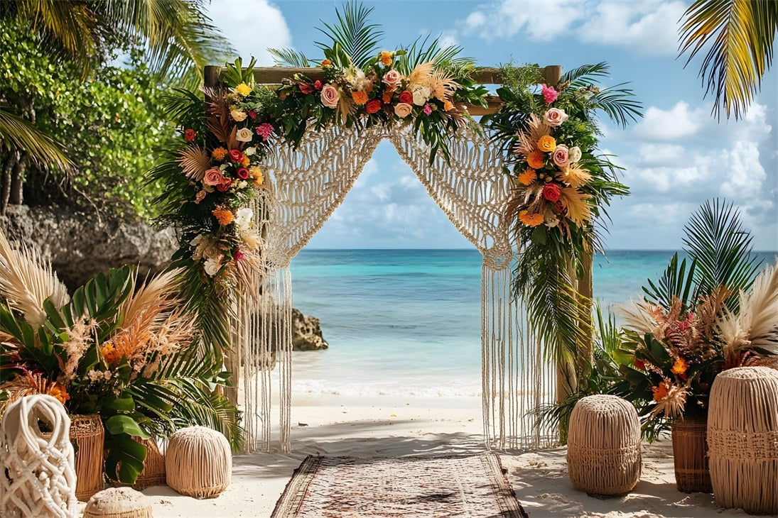 Tropical Boho Beach Ceremony Backdrop RR8-450