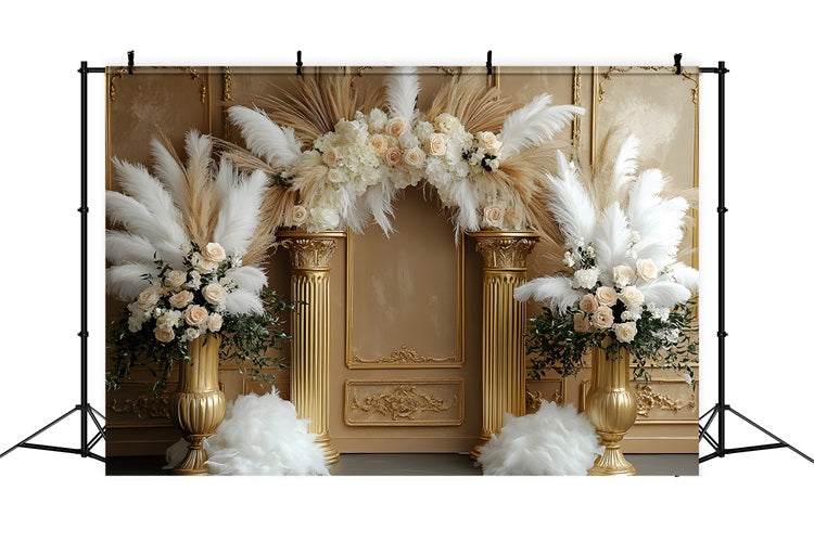 Rustic Elegance Boho Floral Arch Backdrop RR8-453