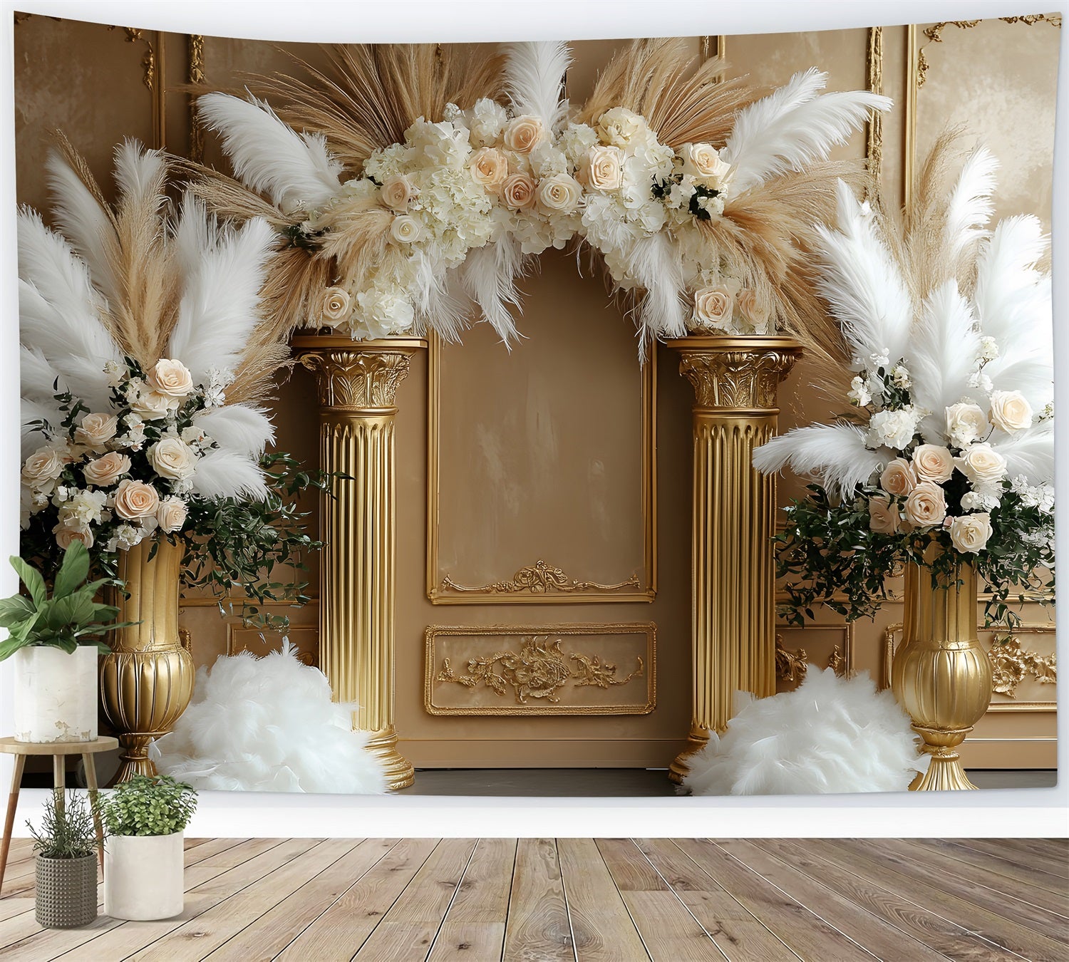 Rustic Elegance Boho Floral Arch Backdrop RR8-453