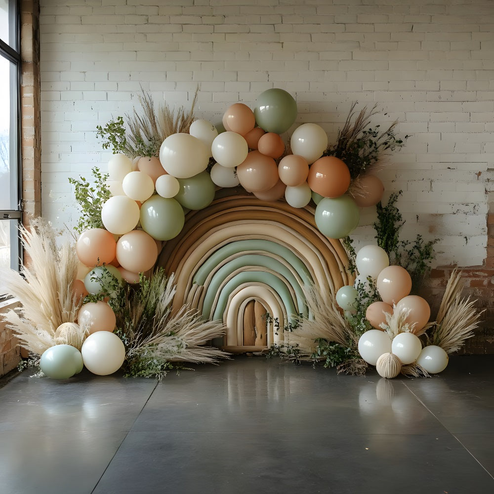 Soft Boho Rainbow and Balloon Backdrop RR8-460