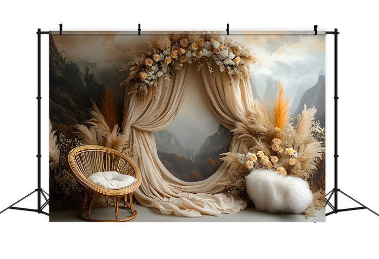 Boho Mountain View Pampas Backdrop RR8-461