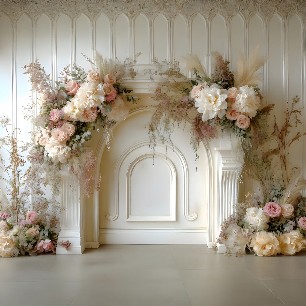 Elegant Boho Floral Fireplace Backdrop RR8-463