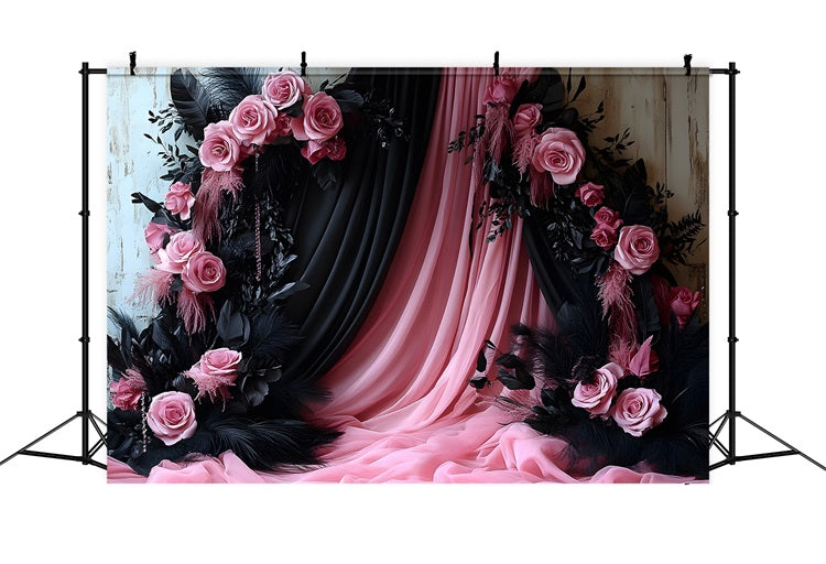 Bohemian Glam Pink Black Boho Backdrop RR8-472