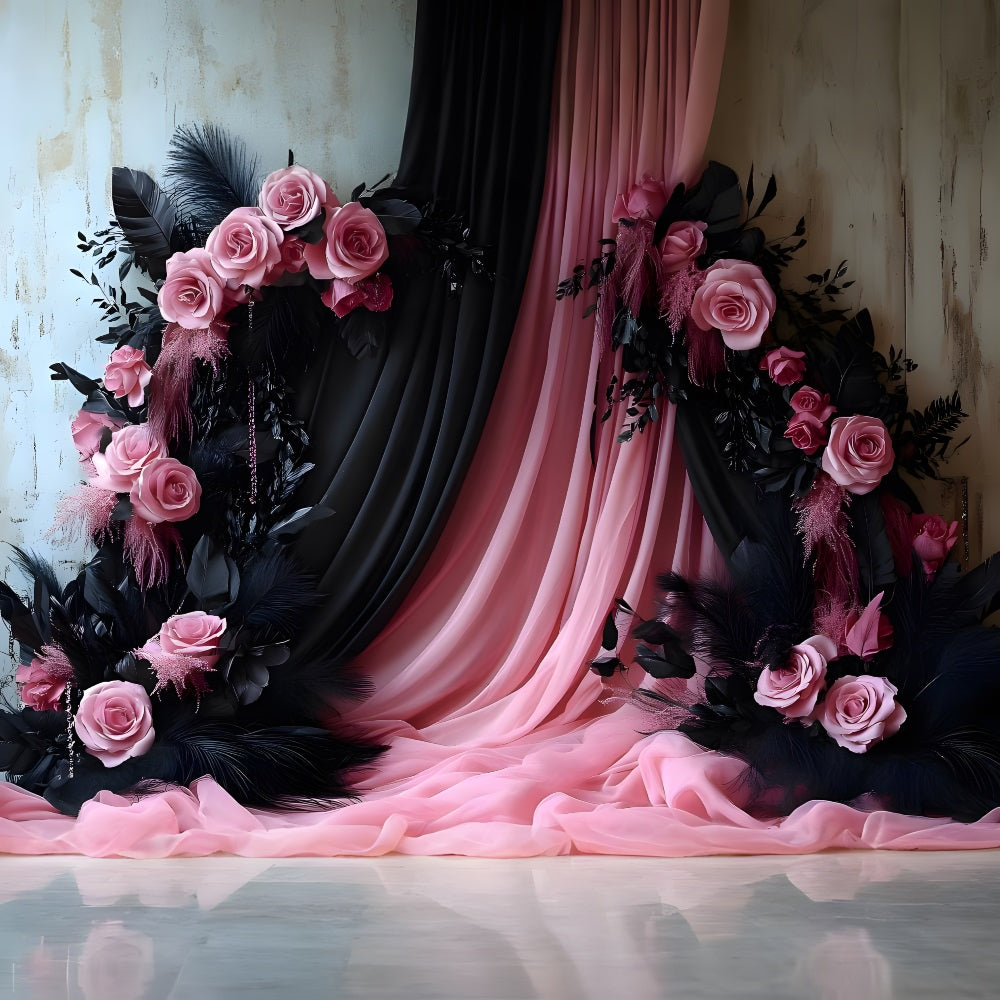 Bohemian Glam Pink Black Boho Backdrop RR8-472