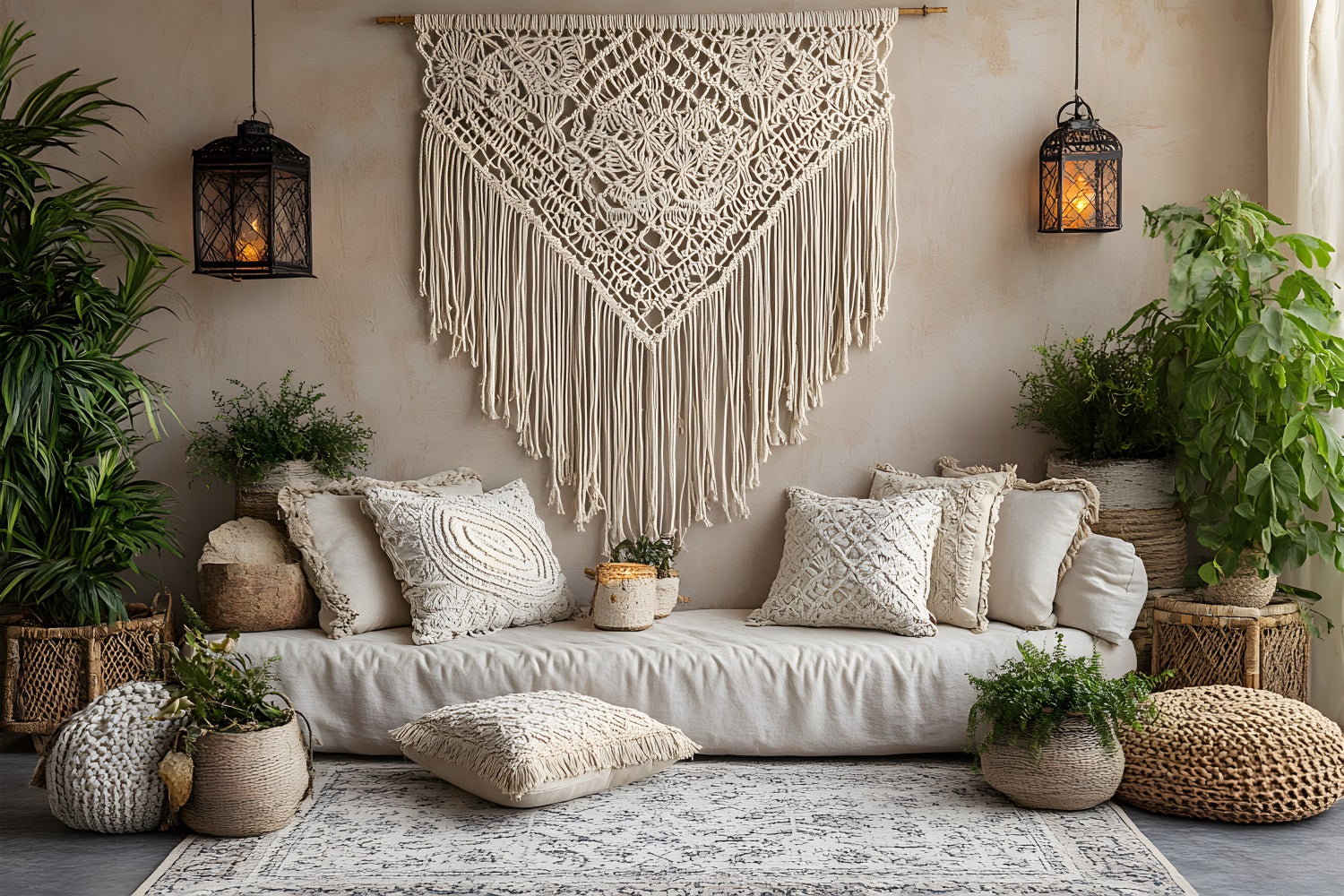 Boho Chic Macrame Lounge Backdrop RR8-475