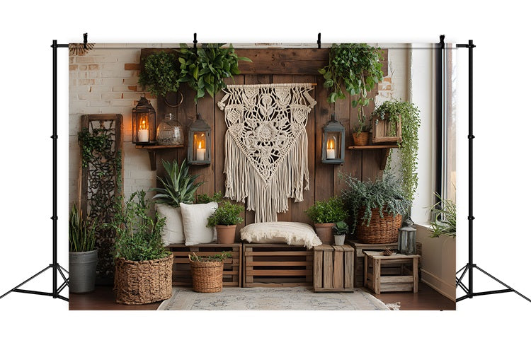 Boho Rustic Bohemian Lantern Wall Backdrop RR8-476