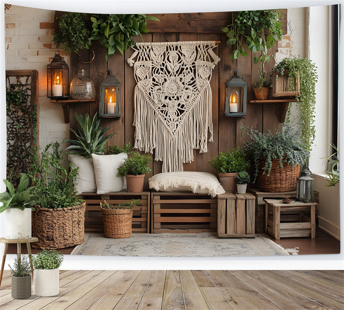 Boho Rustic Bohemian Lantern Wall Backdrop RR8-476