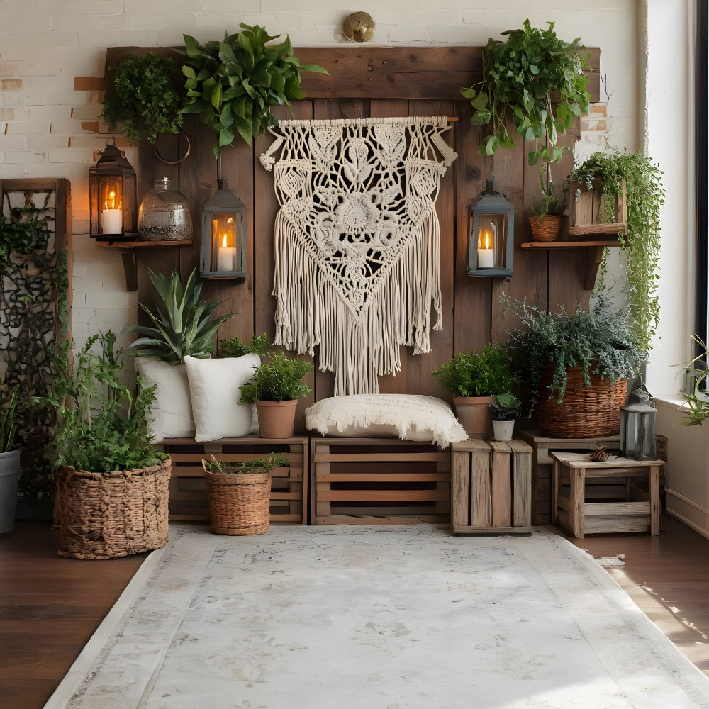 Boho Rustic Bohemian Lantern Wall Backdrop RR8-476