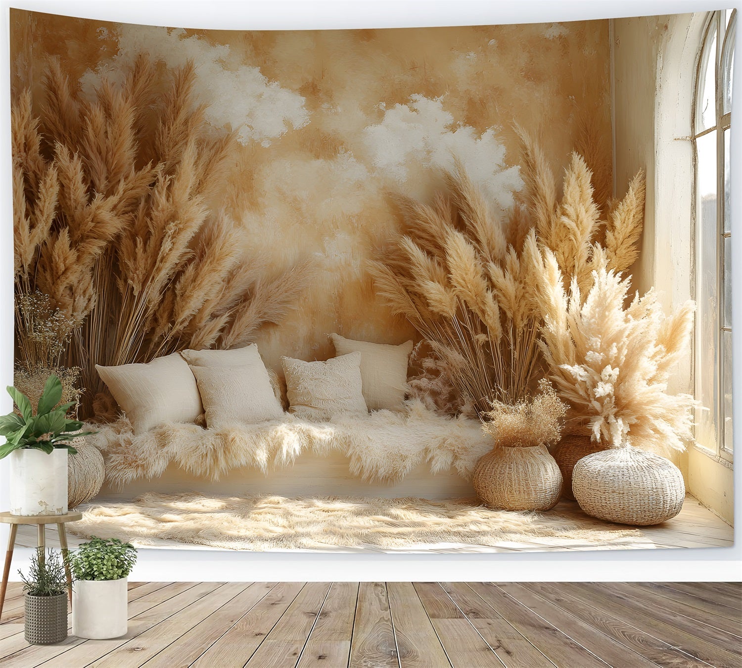 Bohemian Sunny Warm Hay Decor Backdrop RR8-480