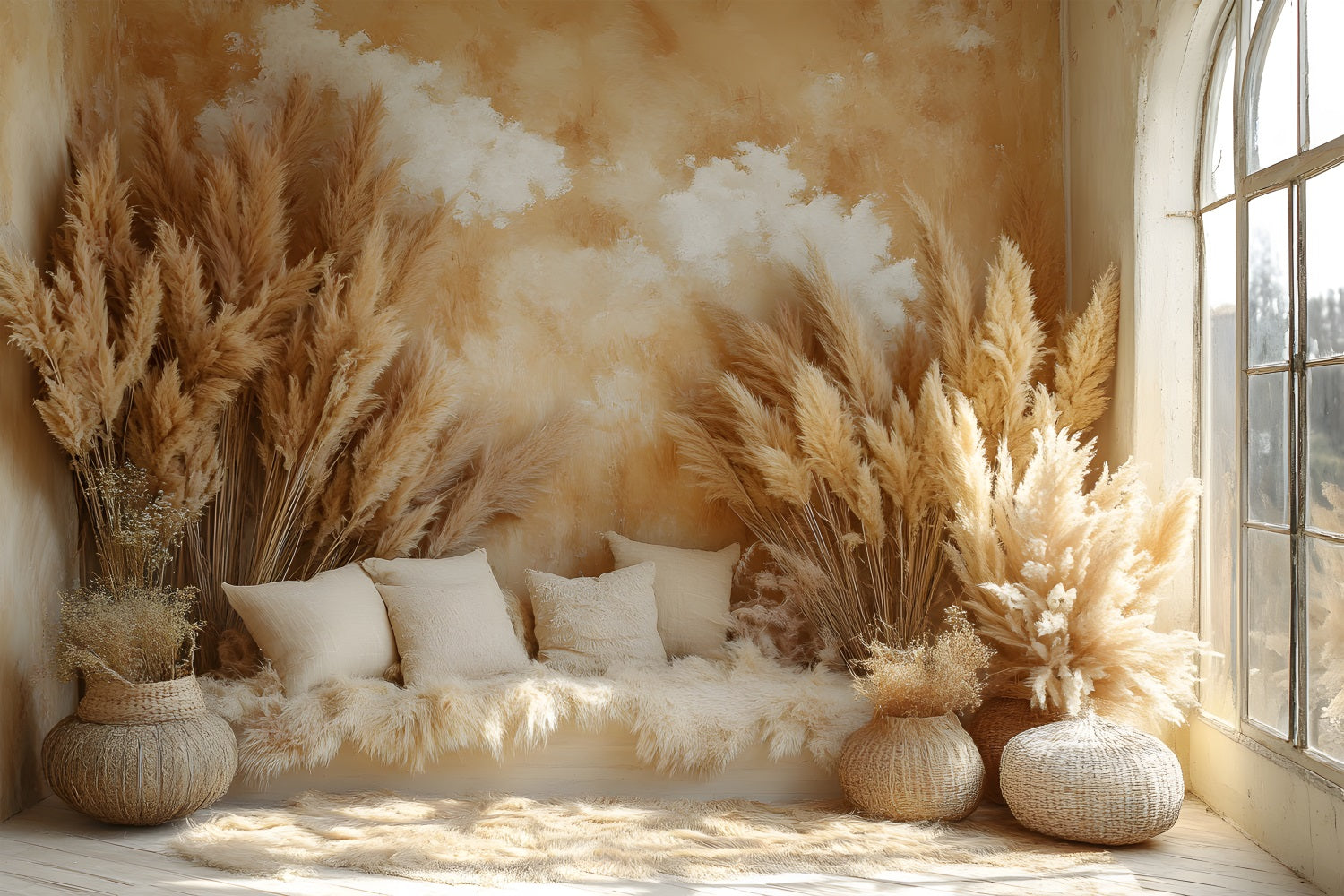 Bohemian Sunny Warm Hay Decor Backdrop RR8-480