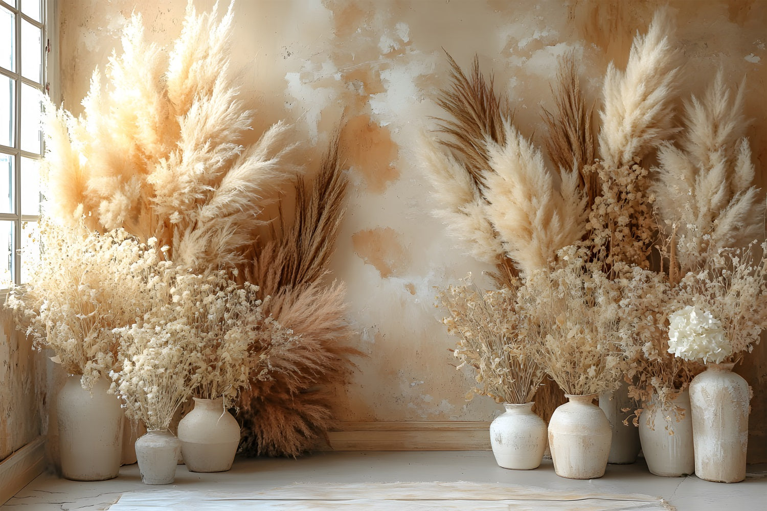 Rustic Sunshine Pampas Boho Backdrop RR8-481