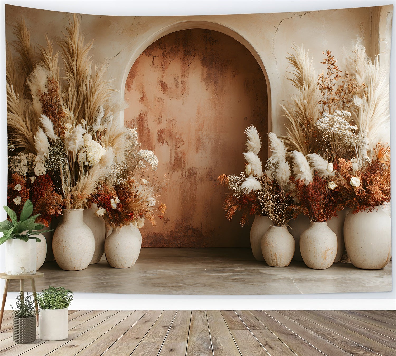 Terra Cotta Arch Pampas Boho Backdrop RR8-482