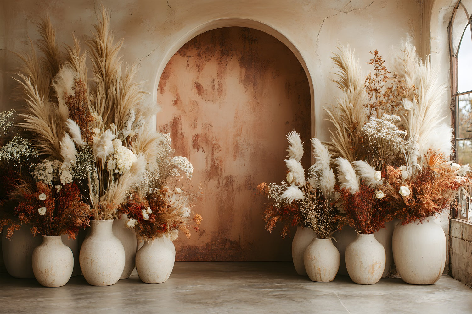 Terra Cotta Arch Pampas Boho Backdrop RR8-482