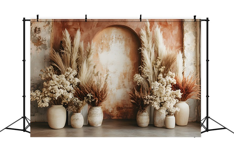 Earthy Arch Pampas Boho Backdrop RR8-483