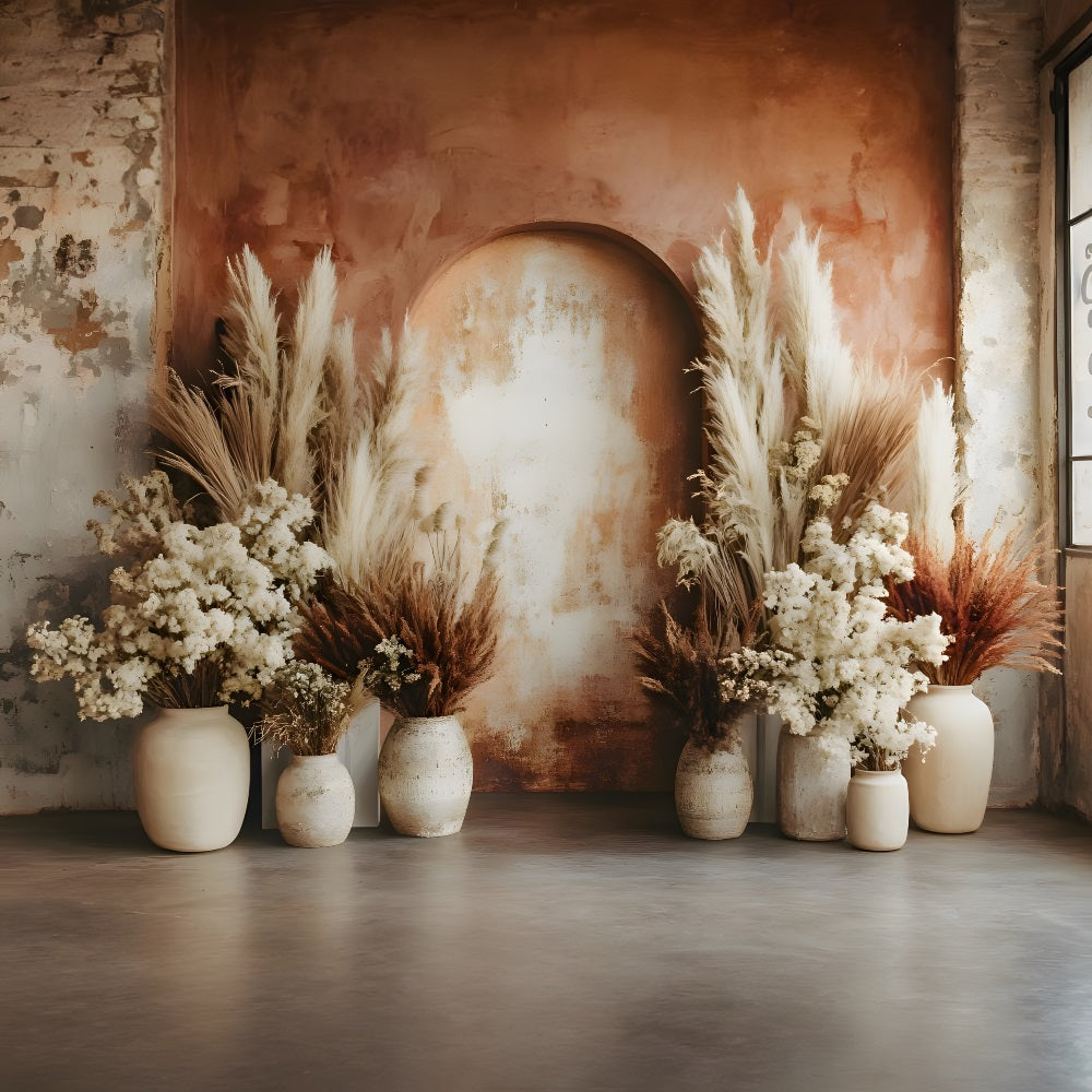 Earthy Arch Pampas Boho Backdrop RR8-483