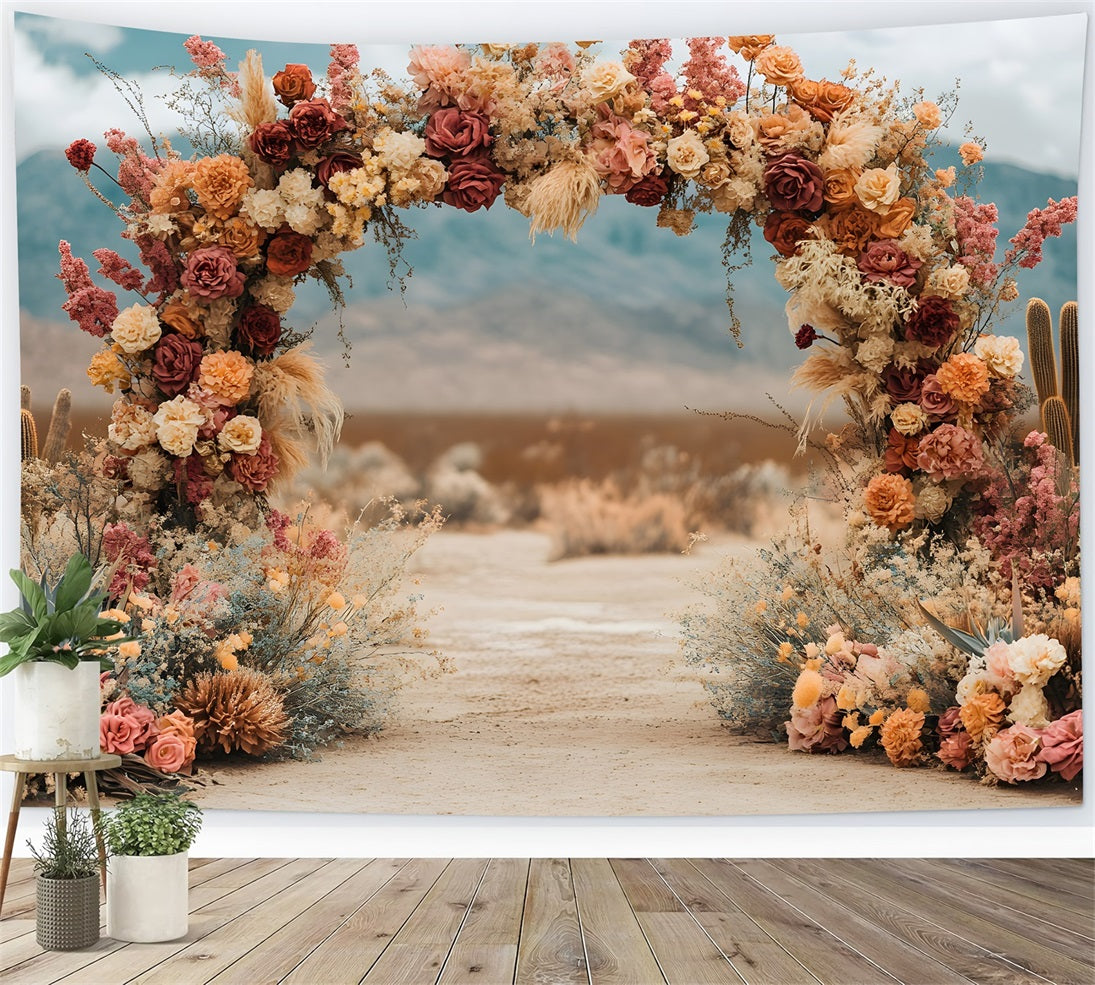 Mountain Floral Arch Boho Backdrop RR8-485