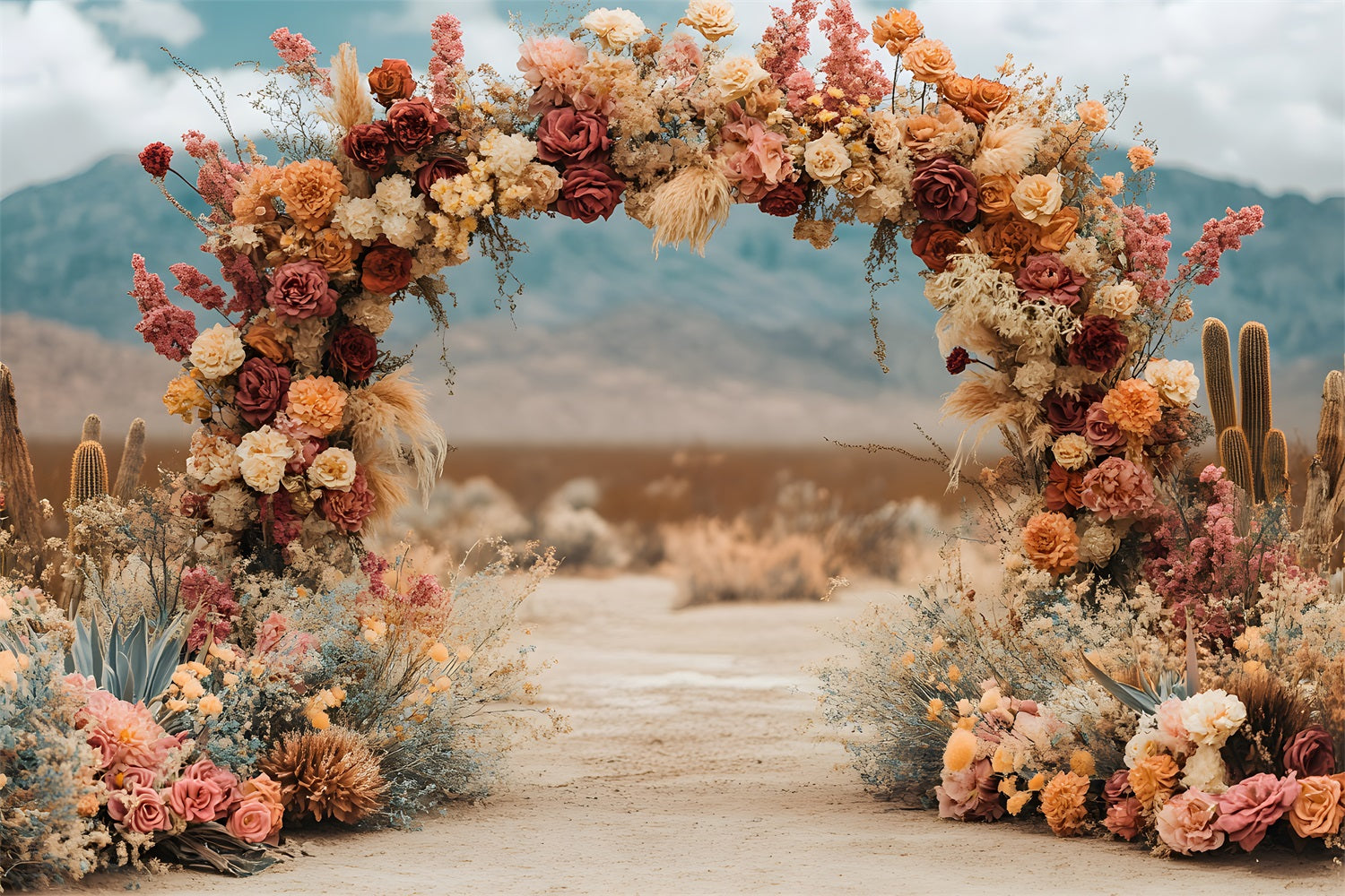 Mountain Floral Arch Boho Backdrop RR8-485