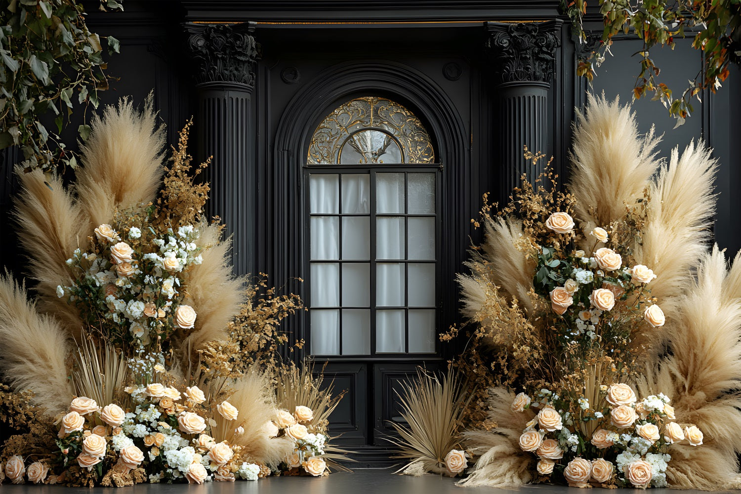 Luxurious Pampas Boho Window Backdrop RR8-487