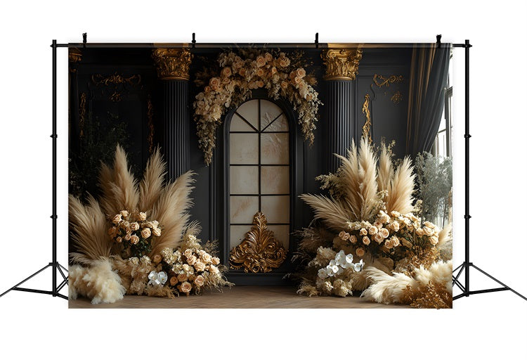 Autumn Foliage Pampas Boho Backdrop RR8-489