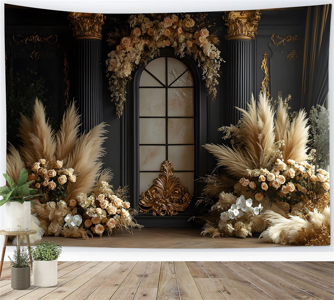 Autumn Foliage Pampas Boho Backdrop RR8-489