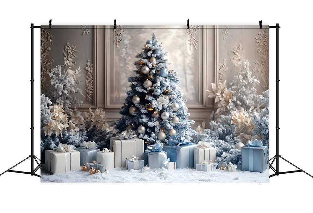 Christmas Tree Gift Boxes Retro Wall Backdrop RR8-49