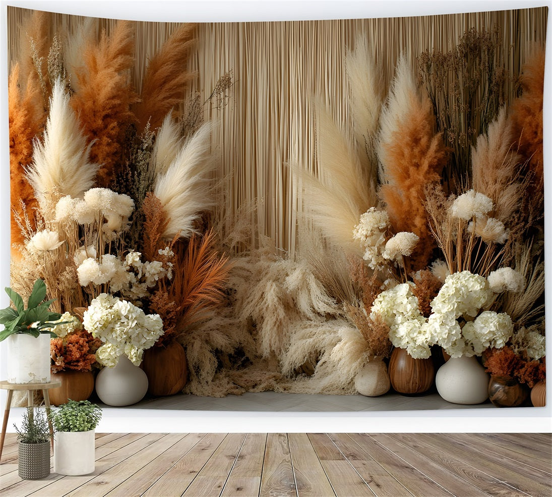 Boho Chic Pampas Window Backdrop RR8-490