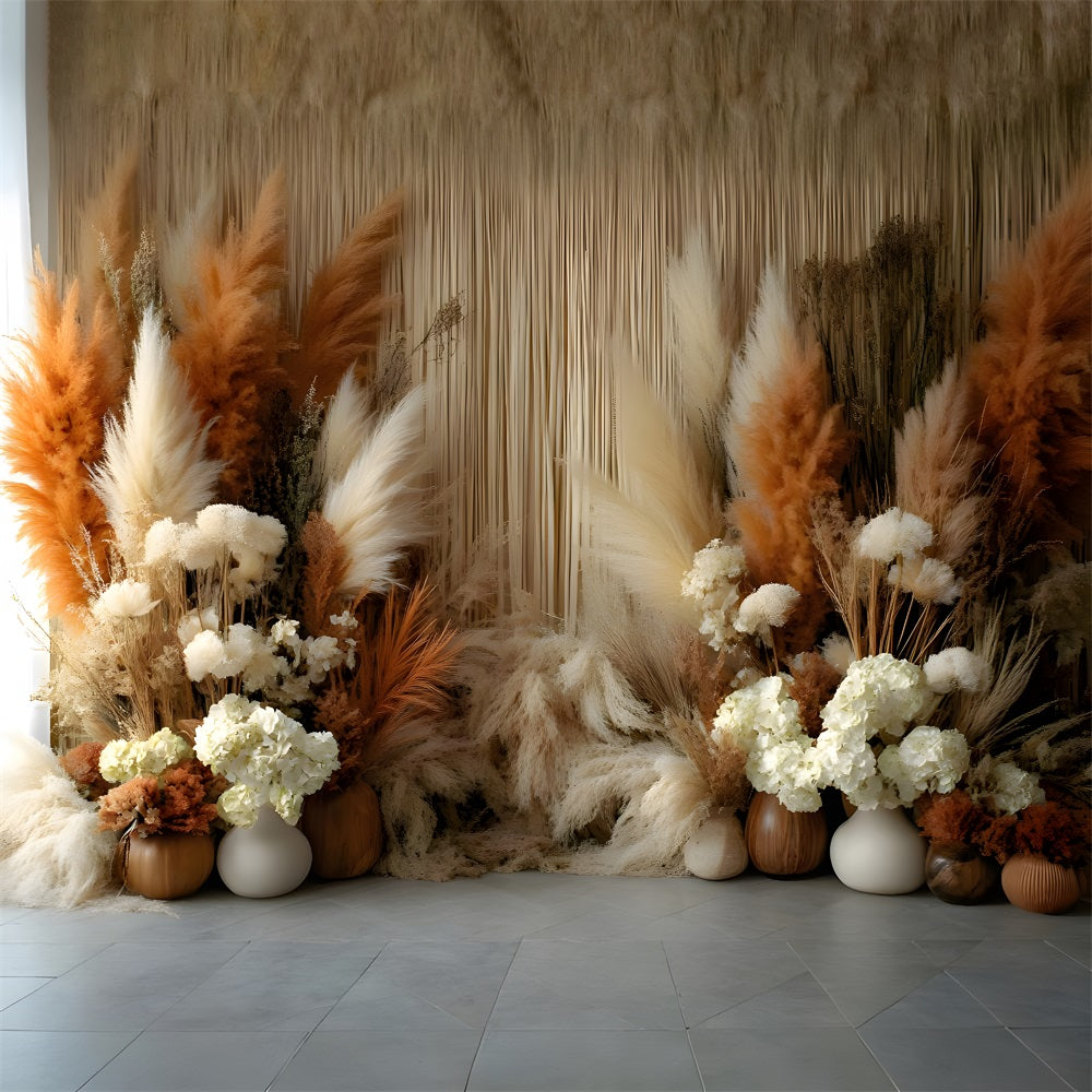 Boho Chic Pampas Window Backdrop RR8-490