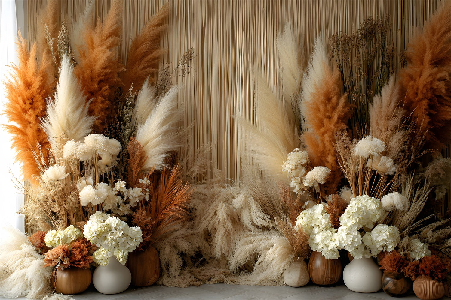 Boho Chic Pampas Window Backdrop RR8-490