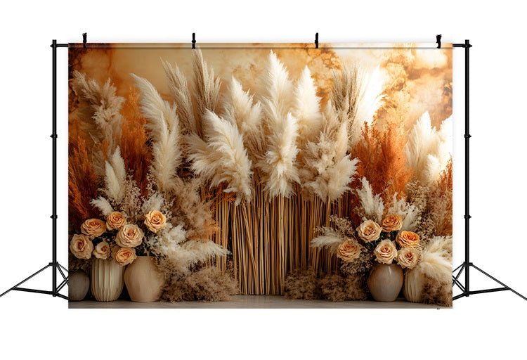 Rustic Pampas Dried Floral Boho Backdrop RR8-491