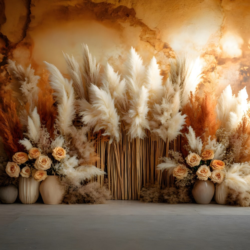 Rustic Pampas Dried Floral Boho Backdrop RR8-491