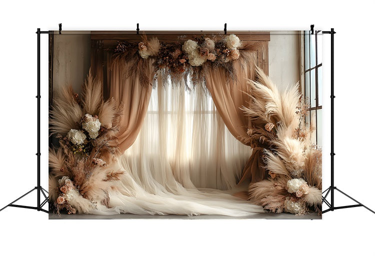 Dreamy Dusty Rose Pampas Boho Backdrop RR8-499