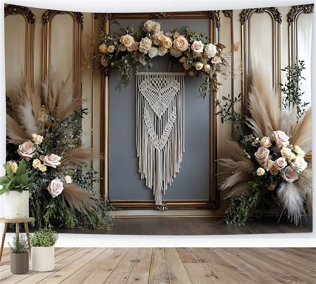 Natural Woven Macramé Boho Chic Backdrop RR8-500