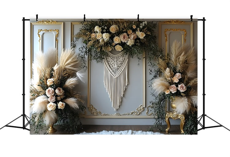 Elegant Bohemian Dreamcatcher Floral Backdrop RR8-501