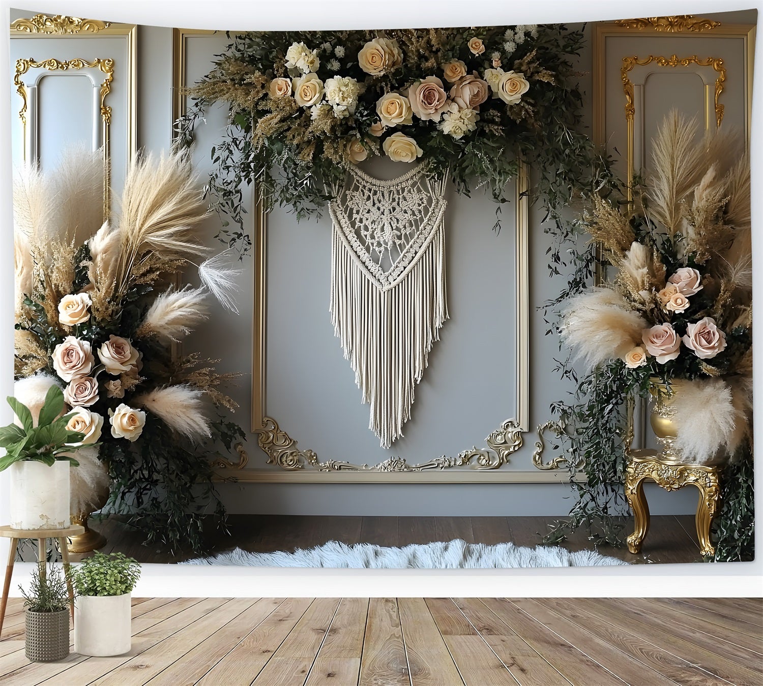 Elegant Bohemian Dreamcatcher Floral Backdrop RR8-501